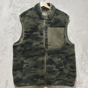 Duluth Trading Co Burly Sherpa Vest Men's L Camouflage Fleece Sleeveless Pocket‎